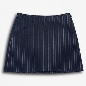 My Michelle Black Pinstripe Mini Skirt Size 5/6 A-Line Side Zip 90s Style